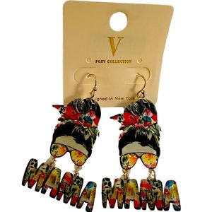 Colorful Resin “Mama” Earrings